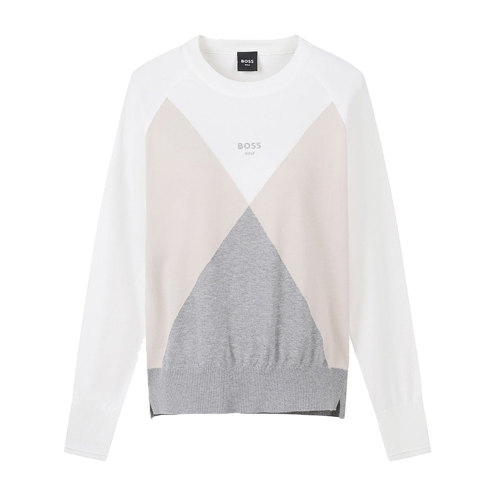 ARGYLE COLORBLOCK SWEATER 女士 拼接圓領長袖上衣 - ASH GOLF Taiwan