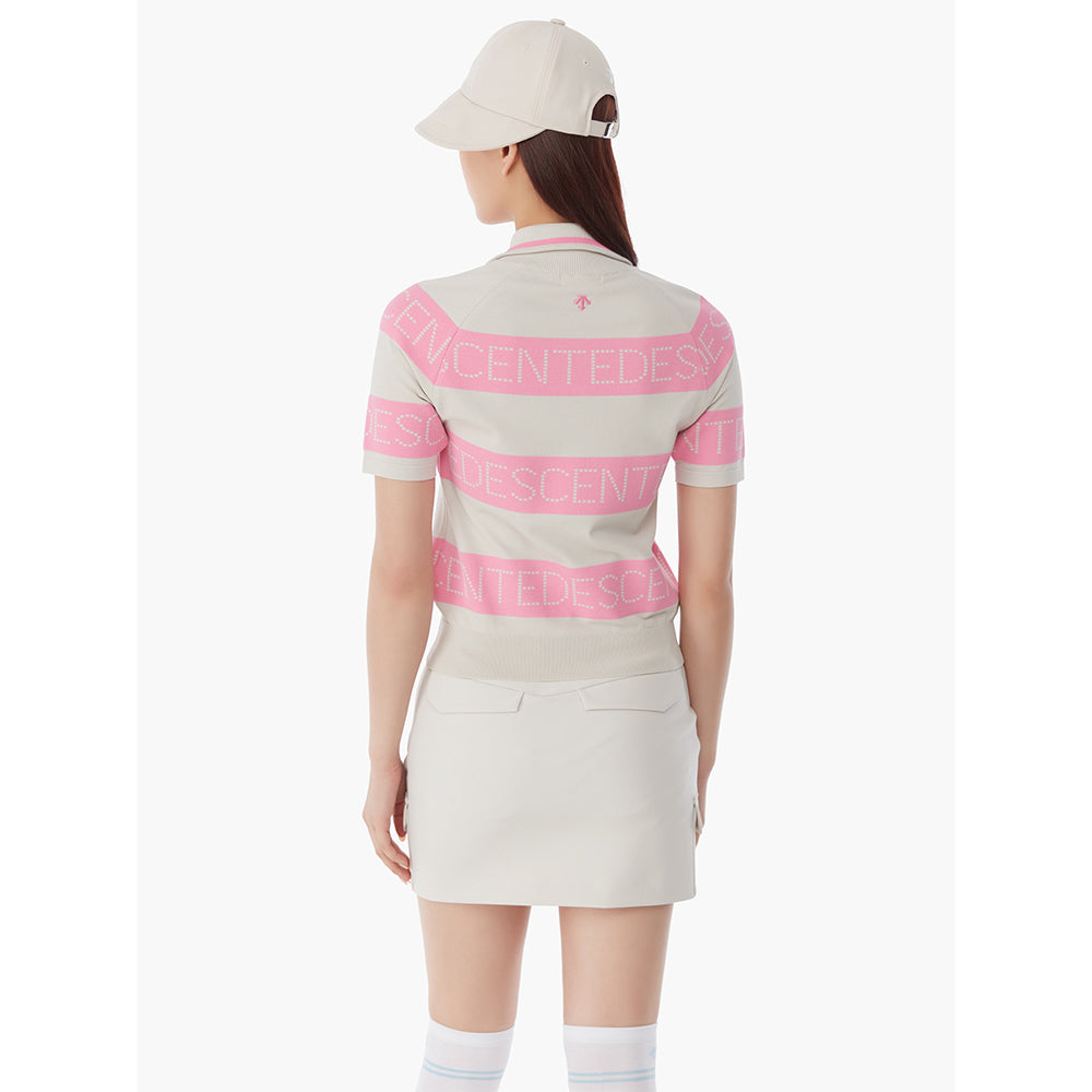 STRIPE KNIT COLLARED T-SHIRT 女士 短袖立領毛衣